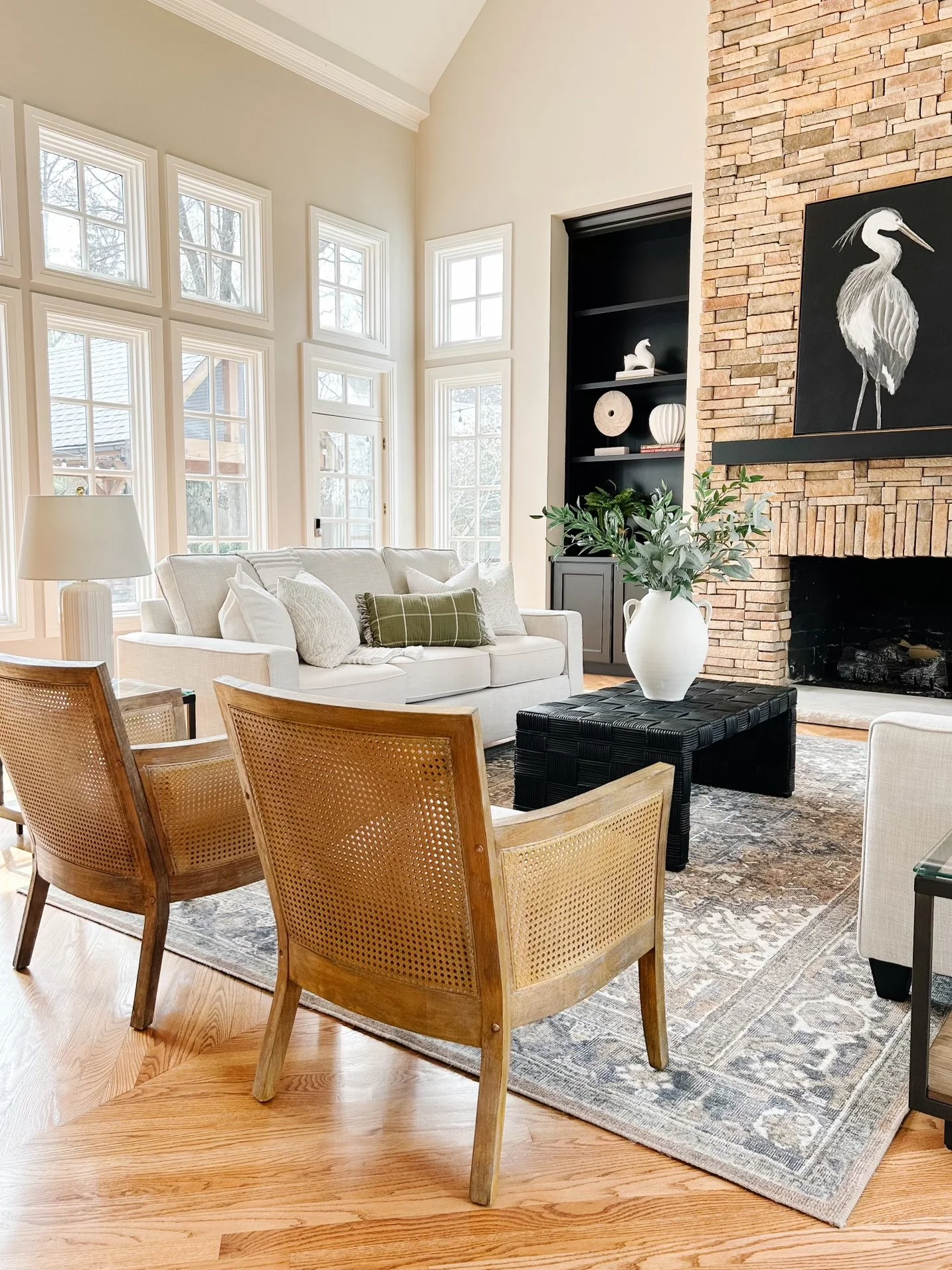 Utilizing the powerful combination of natural light with design for this living room