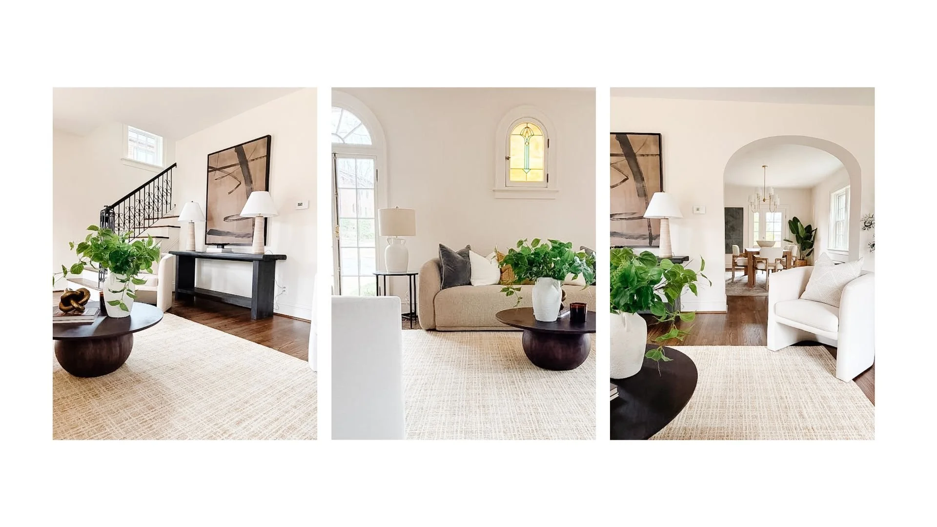 Neutral upholstery and clean-lined furniture create a calm foundation that appeals to the widest range of buyers.